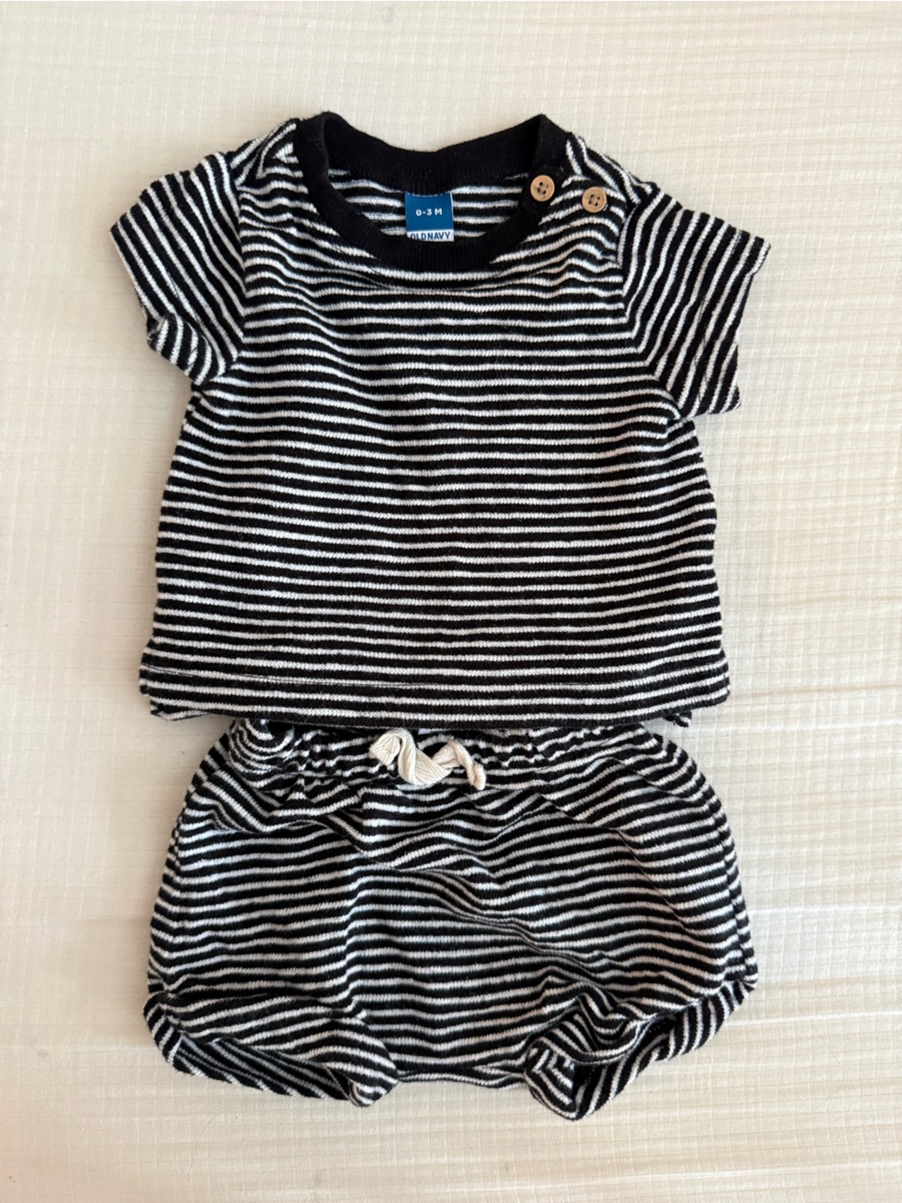 Old Navy Black & White Striped Baby Two-Piece Matching Set- summer boy outfit